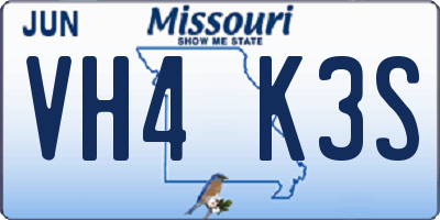 MO license plate VH4K3S