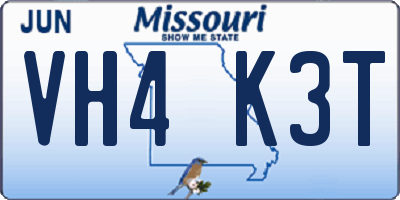 MO license plate VH4K3T