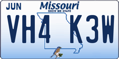 MO license plate VH4K3W
