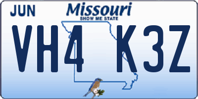MO license plate VH4K3Z