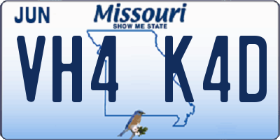 MO license plate VH4K4D