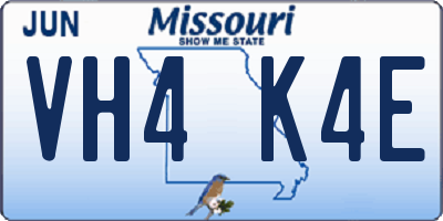 MO license plate VH4K4E