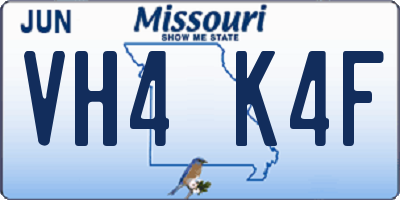 MO license plate VH4K4F