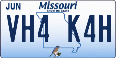 MO license plate VH4K4H