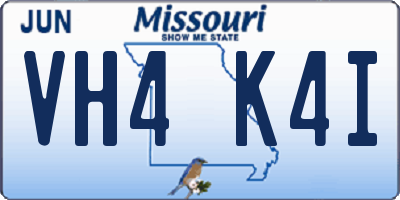 MO license plate VH4K4I