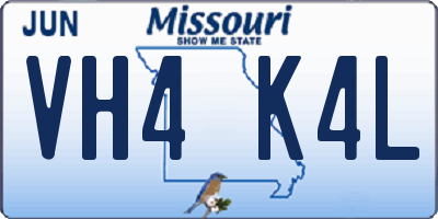 MO license plate VH4K4L