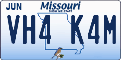 MO license plate VH4K4M