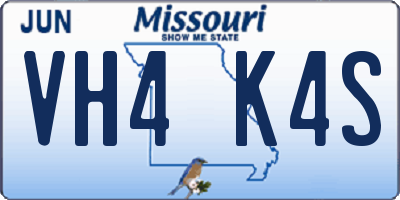 MO license plate VH4K4S