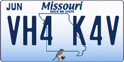 MO license plate VH4K4V
