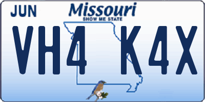 MO license plate VH4K4X