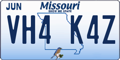 MO license plate VH4K4Z