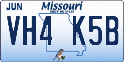 MO license plate VH4K5B