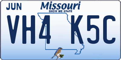 MO license plate VH4K5C