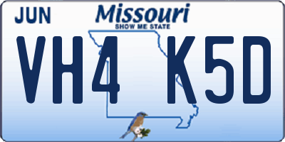 MO license plate VH4K5D