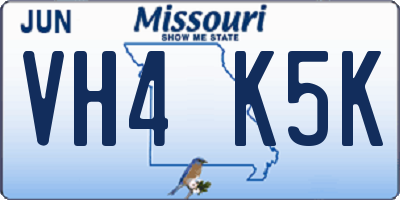 MO license plate VH4K5K