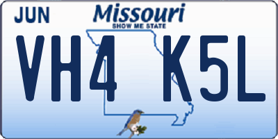 MO license plate VH4K5L