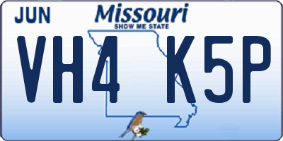 MO license plate VH4K5P