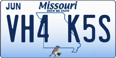 MO license plate VH4K5S