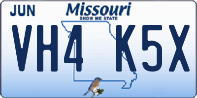 MO license plate VH4K5X