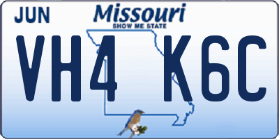 MO license plate VH4K6C