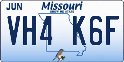 MO license plate VH4K6F