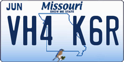 MO license plate VH4K6R