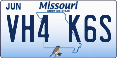 MO license plate VH4K6S