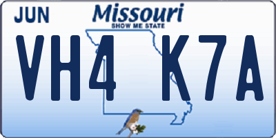 MO license plate VH4K7A