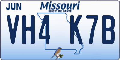 MO license plate VH4K7B