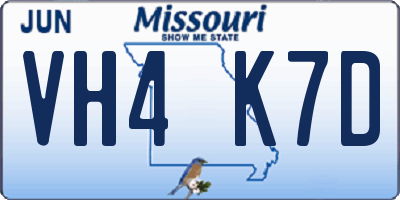 MO license plate VH4K7D