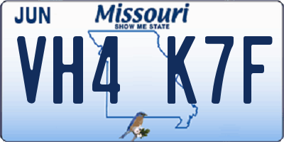MO license plate VH4K7F