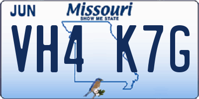 MO license plate VH4K7G