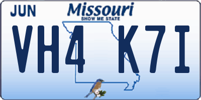 MO license plate VH4K7I