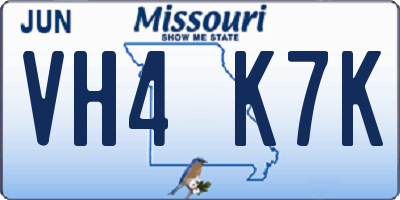 MO license plate VH4K7K