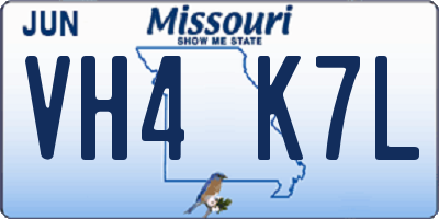 MO license plate VH4K7L