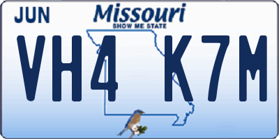 MO license plate VH4K7M