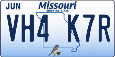 MO license plate VH4K7R