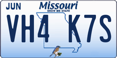 MO license plate VH4K7S