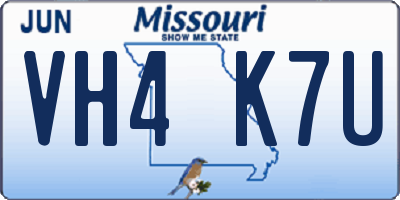 MO license plate VH4K7U