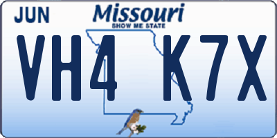MO license plate VH4K7X