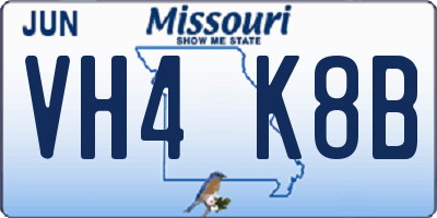MO license plate VH4K8B