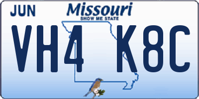 MO license plate VH4K8C