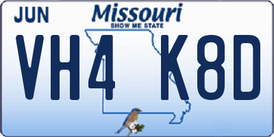 MO license plate VH4K8D