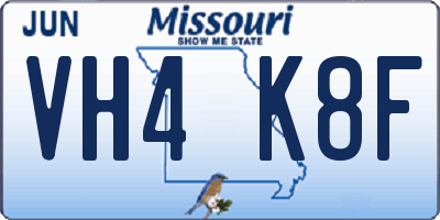 MO license plate VH4K8F