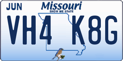 MO license plate VH4K8G