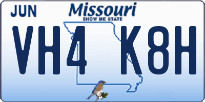 MO license plate VH4K8H