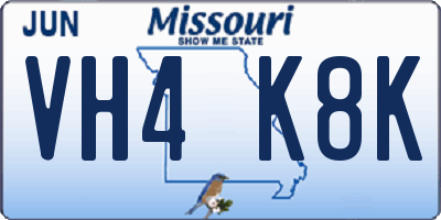 MO license plate VH4K8K