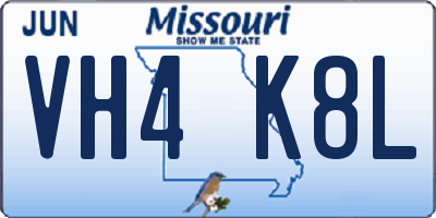 MO license plate VH4K8L