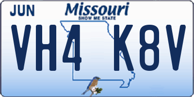 MO license plate VH4K8V