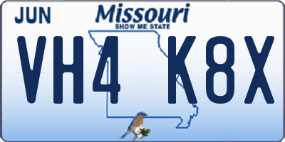 MO license plate VH4K8X